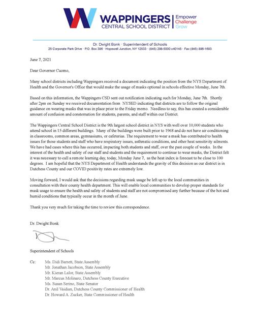 Letter from Dr. Bonk